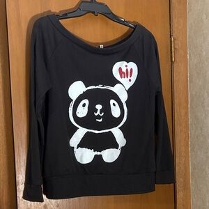 Womens Cute L Black Pinkberry Panda Sweatshirt